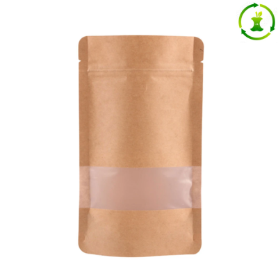 Kompostovateľný doypack ZIP s okienkom mliečne priehľadným